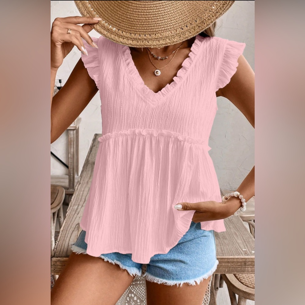 Briar - Pink Ruffled V-Neck Top